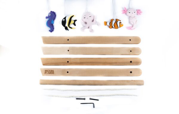 Wooden Baby Activity Play Gym with Felt Ocean Theme Hangings - Image 2