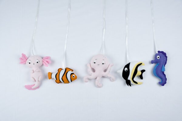 Wooden Baby Activity Play Gym with Felt Ocean Theme Hangings - Image 6